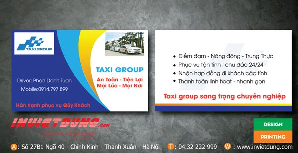  Mẫu card visit taxi Group